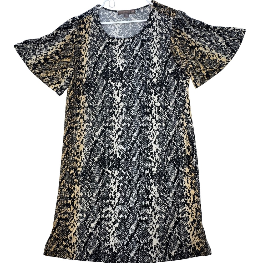Alexandra + Oak Tunic Top Womens XL Snake Print Stretch Flutter Sleeve Boho